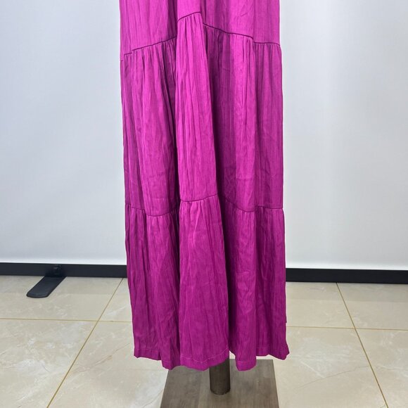 NWT ANTHROPOLOGIE Ruffled Tiered Midi Dress In Berry Size XLP - Picture 7 of 16